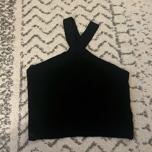 A&F Cross Neck Ribbed Halter Crop Top - XL